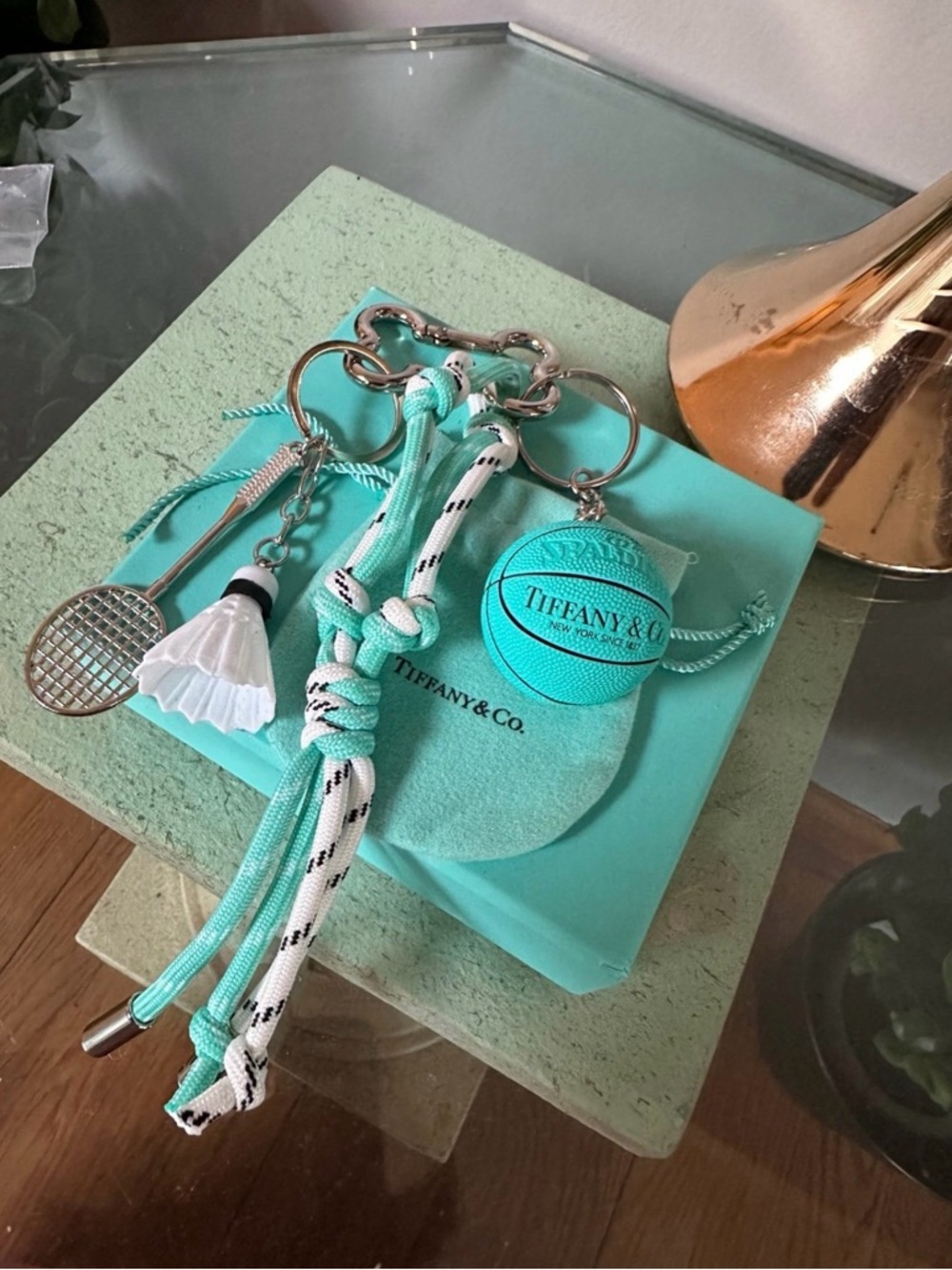 ♥️⭐ Iconic Spalding x Tiffany Blue Basketball Keychain w/ Pouch